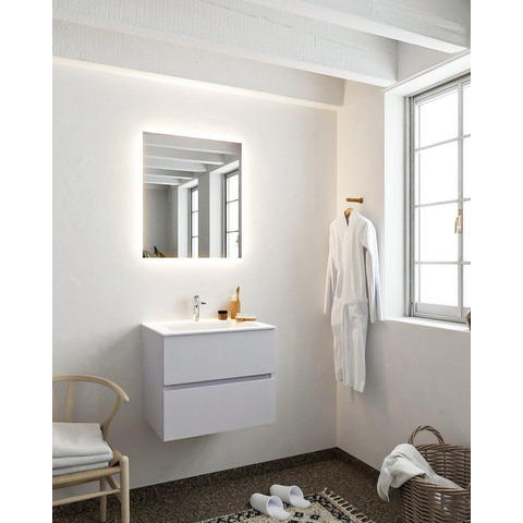 ENSEMBLE DE MEUBLE MONDIAZ VICA - 60cm - 2 tiroirs - lavabo Cloud central - 1 trou de robinet - solid surface cale SW410517