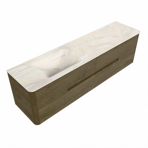 Mondiaz CIRO-DLUX Ensemble de meubles de salle de bains - 180x45x50cm - Plan vasque solid surface Ostra - 1 vasque à gauche - 1 trou de robinetterie - 4 tiroirs - Dusk SW1533449