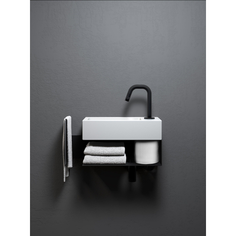Clou Flush étagère ouverte 44x18x20,5cm avec porte-serviettes gauche acier inoxydable noir thermolaqué SW358027