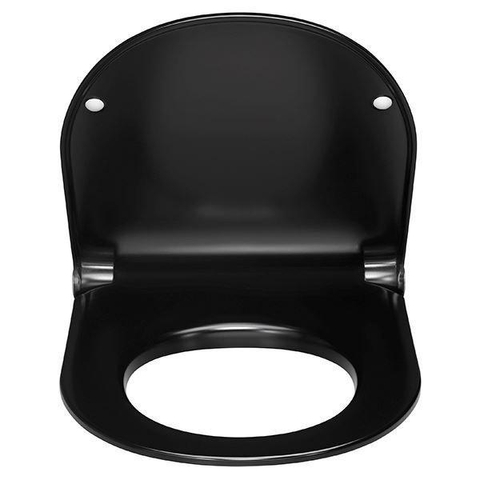 Wiesbaden Vesta Junior WC suspendu – compact – sans bride – 35,5 x 47 cm – avec abattant softclose noir – blanc brillant SW705617