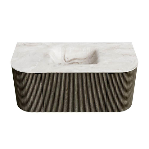 Mondiaz KURVE-DLUX Ensemble meuble de salle de bains - 100x46x40cm - 1 tiroir - 2 portes - lavabo solid surface - central - 1 trou de robinet - Shadow SW1414317