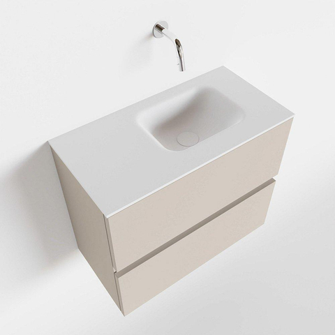 MONDIAZ ADA Toiletmeubel 60x30x50cm met 0 kraangaten 2 lades linen mat Wastafel Lex rechts Solid Surface Wit SW472683
