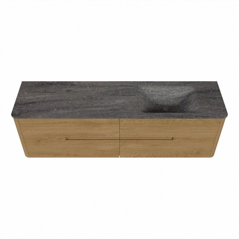 Mondiaz CIRO-DLUX Badkamermeubelset - 170x45x50cm - Solid surface wastafel Oza - 1 wasbak Rechts - zonder kraangaten - 4 lades - Oak SW1531145