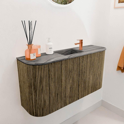 Mondiaz JOYA-DLUX 83.2cm toiletmeubel - ronding links en rechts kleur Dusk - Wastafel FAYE positie Midden 1 kraangat kleur Sombra. SW1426180