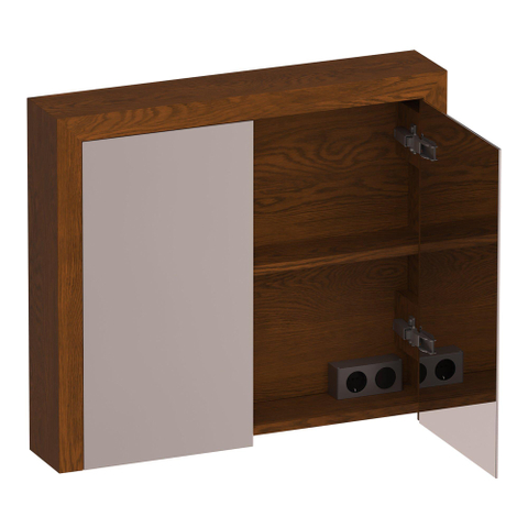 BRAUER Rise spiegelkast – 80x70x15 cm – zonder verlichting – 2 deuren, dubbelzijdige spiegeldeuren – Eiken bruin SW1203738