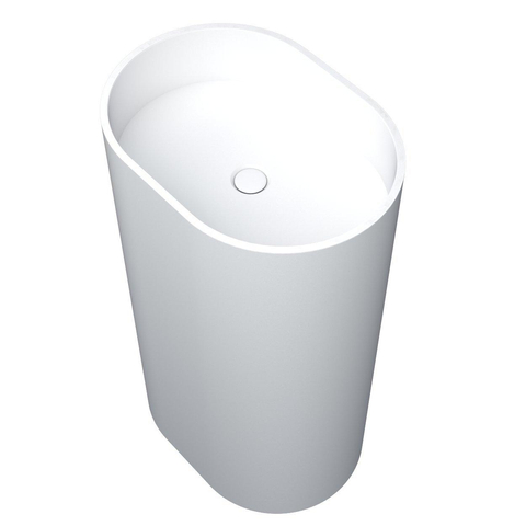 Arcqua Crosstone Wendy lavabo - 53x38x90cm - ovale - sans trou de robinet - îlot - blanc mat SW538269