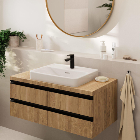 Hansgrohe Vernis Blend 1-gats wastafelkraan - 100 zonder waste - voorsprong 10.8cm - mat zwart SW651407