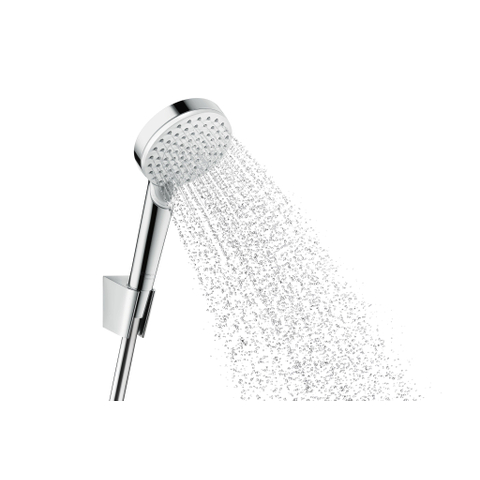 Hansgrohe Crometta Badoucheset - 1jet - ecosmart - met doucheslang - 160cm chroom/w - wit chroom SW73232