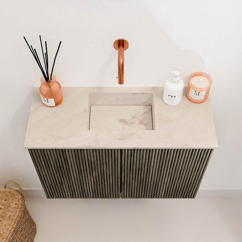 Mondiaz JOYA-DLUX 60cm toiletmeubel - kleur Shadow - Wastafel FAYE positie Midden Zonder kraangat kleur Frappe. SW1422671