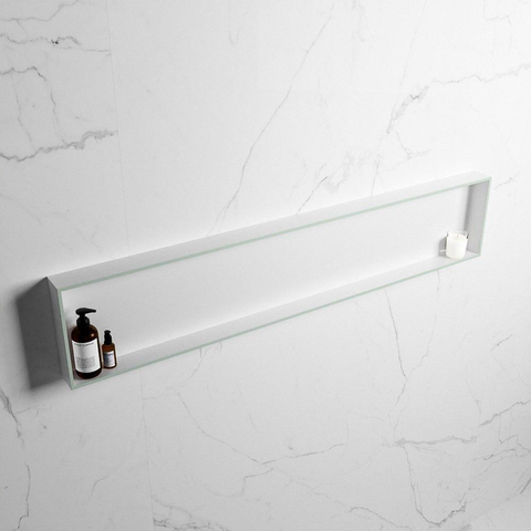 Mondiaz Easy nis 29.5x149.5x8cm voor Inbouw/opbouw 1 open vak Solid surface Talc/Greey SW643727