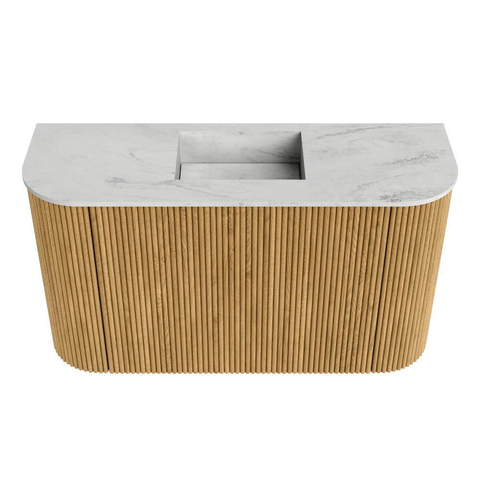 Mondiaz JOYA-DLUX 73.2cm toiletmeubel - ronding links en rechts kleur Oak - Wastafel FAYE positie Midden Zonder kraangat kleur Opalo. SW1422150