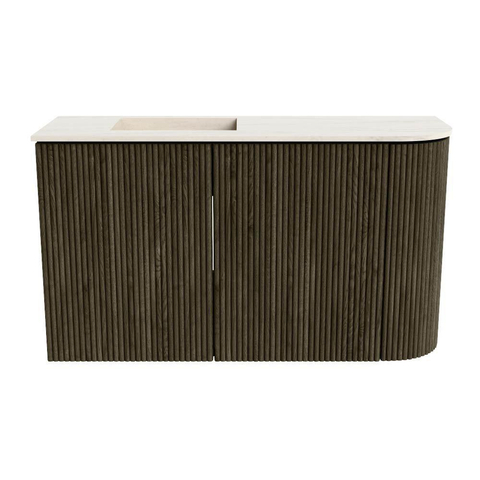 Mondiaz JOYA-DLUX Meuble de salle de bains 71,6cm - arrondi droit couleur Shadow - Vasque FAYE position Gauche 1 trou de robinet couleur Meli SW1424915