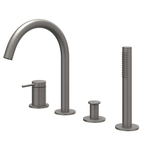 IVY Bond Combinaison pour rebord de baignoire - 4 voies - mitigeur - bec pivotant - douchette extractible - Metal black brossé PVD SW1031199