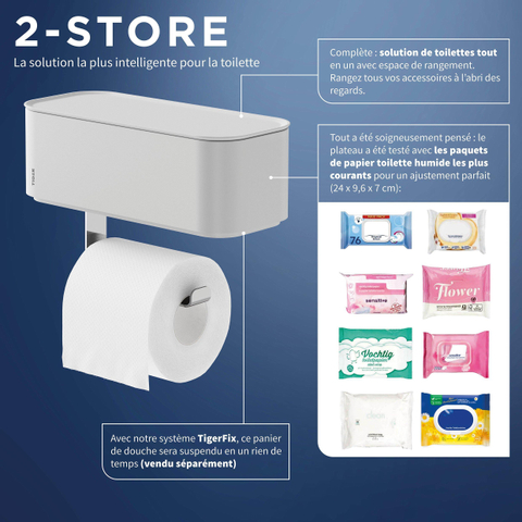 Tiger 2 Store Porte-papier toilette 25x11x15.4cm avec rangement Blanc SW916680