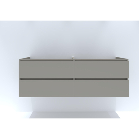 H&R Badmeubelen Infinity Wastafelonderkast - 160x44.8x55cm - 4 lades - dubbele sifonuitsparing - greeploos - beige mat SW872817