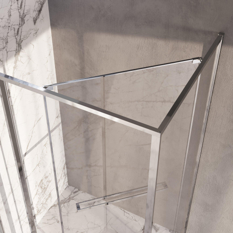 BRAUER Luminis Douchecabine - 120x90x200cm - 3-delig naar binnen draaiend - helder glas - omkeerbaar - incl. glascoating - chroom SW1580967