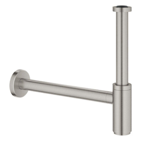 Grohe Euro Fonteinset - 37x18cm - rechthoek - 1 kraangat - zonder overloop - gebogen kraan - sifon - afvoerplug - wit/Supersteel (RVS) SW657320