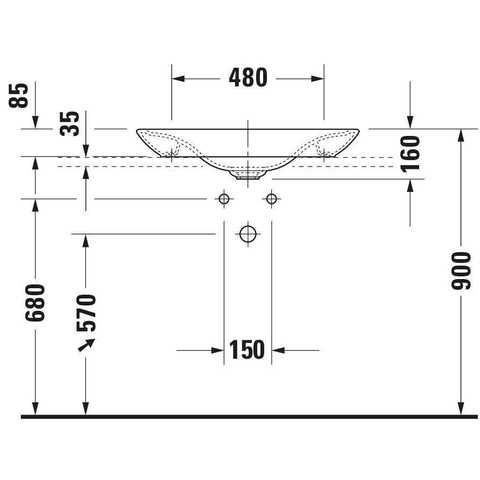 Duravit PuraVida Opbouwwastafel - met bevestiging en afvoer - inclusief keramische afdekkap - 70x42cm - glans wit 0293121