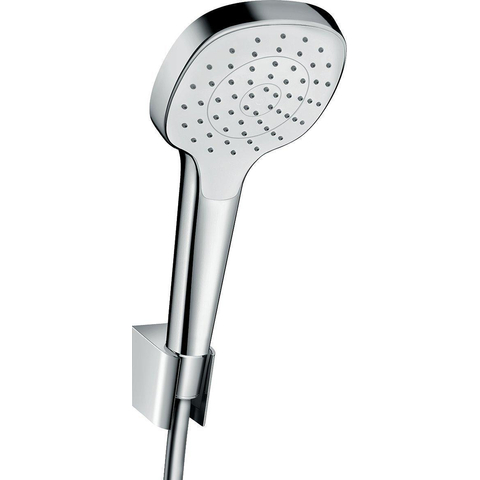 Hansgrohe Croma select e PorterS badset - met Croma - select E - 1jet - handdouche - met wandhouder - met isiflex B - doucheslang - 125cm wit/chroom - wit chroom 0605480