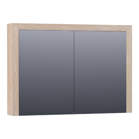 Saniclass Massief eiken Spiegelkast - 100x70x15cm - 2 links/rechtsdraaiende spiegeldeuren - Hout white oak SW223489