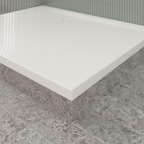 Villeroy & Boch Ecora douchebak - 100x80x3.5cm - afvoer lange zijde - white alpine (wit) SW1558975