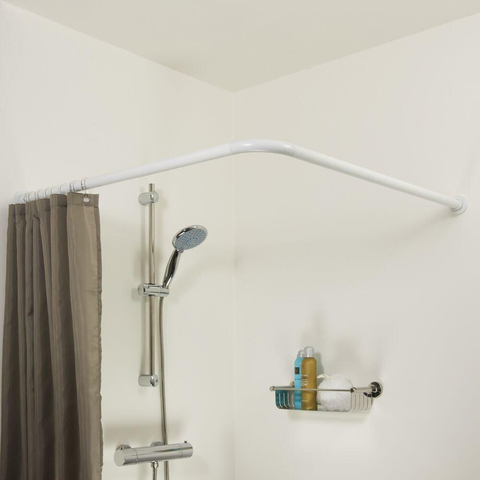 Sealskin Seallux Douchegordijnstang Combi set. Ø 28 mm Aluminium Wit voor 90x90. 90x90x90 of 80x170 cm CO276669010