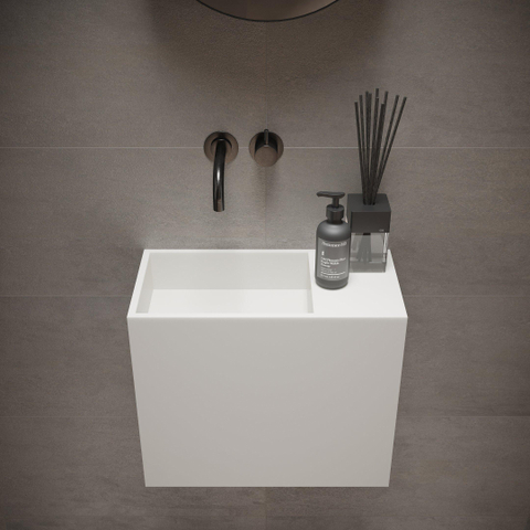 Ideavit Solidwash Lavabo 45x22x38cm 0 trous de robinet Solid surface blanc mat SW97030