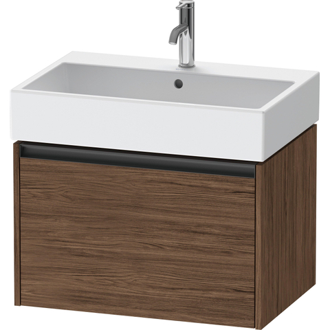 Duravit Ketho.2 Wastafelonderbouwkast - met 1 lade - 68.4x46x44cm - met greep antraciet - donker noten mat SW771987