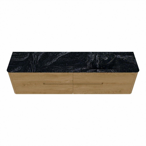 Mondiaz CIRO-DLUX Badkamermeubelset - 190x45x50cm - Solid surface wastafel Lava - 1 wasbak Rechts - 1 kraangat - 4 lades - Oak SW1531021