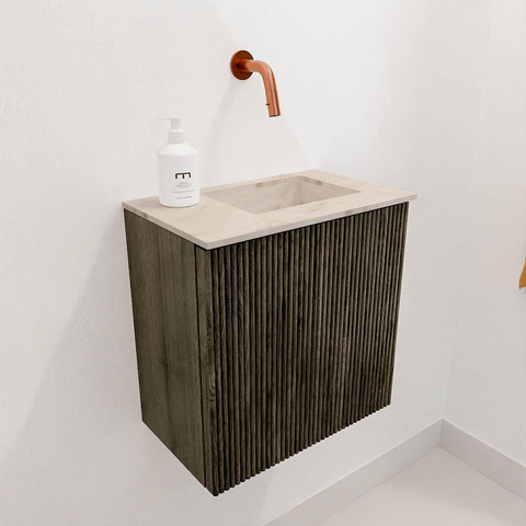 Mondiaz JOYA-DLUX Meuble de toilette 40cm - couleur Shadow - Lavabo FAYE position Droite Sans trou de robinet couleur Frappe SW1422684
