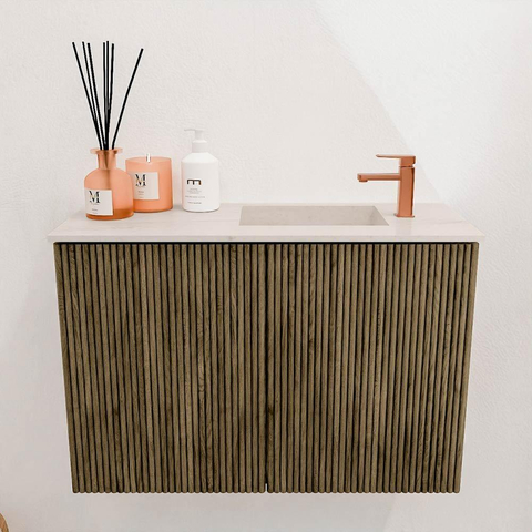 Mondiaz JOYA-DLUX 60cm meuble de salle de bains - couleur Dusk - Vasque FAYE position Droite 1 trou de robinet couleur Meli. SW1425808