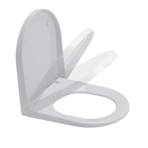 QeramiQ Urby WC suspendu – compact – sans bride – 35 x 48,3 cm – avec abattant softclose – blanc brillant SW1212493