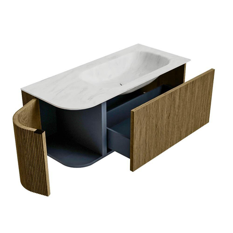 Mondiaz KURVE-DLUX Ensemble de meubles de salle de bains - 105x46x40cm - 1 tiroir - 1 porte - lavabo solid surface - droit - 1 trou de robinet - Dusk SW1415059