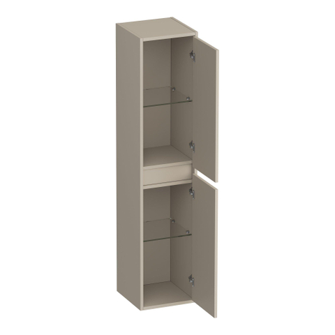 BRAUER Adore Wavy armoire haute - 160x35x35cm - 2 portes - ouvrant à gauche ou à droite - sans poignée - beige mat SW1198506