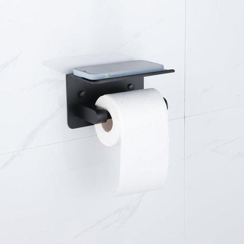 Fortifura Calvi Pack WC - porte-rouleau - brosse de toilette - crochet à serviette - noir mat SW1390007