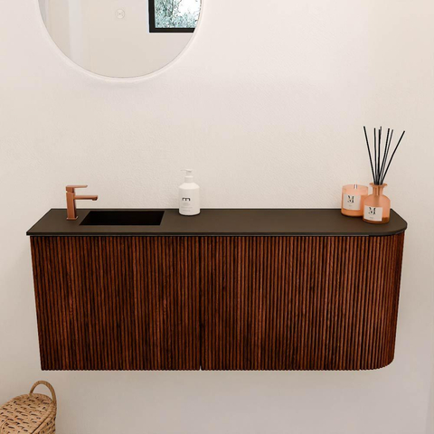 Mondiaz JOYA Meuble de salle de bains 101,6cm - arrondi droit couleur Ruby - Vasque FAYE position Gauche 1 trou de robinet couleur Urban SW1421930