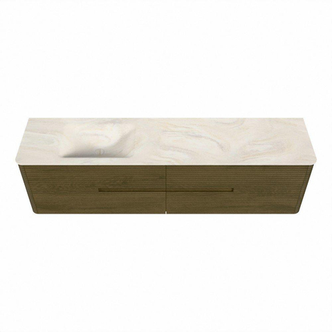 Mondiaz CIRO-DLUX Ensemble de meubles de salle de bains - 190x45x50cm - Plan vasque solid surface Ostra - 1 lavabo à gauche - 1 trou de robinet - 4 tiroirs - Dusk SW1533455