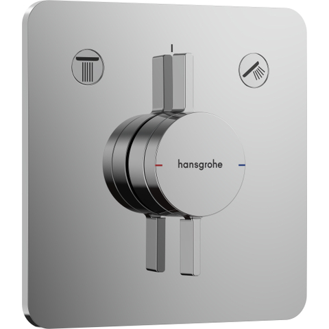 Hansgrohe DuoTurn Q Doucheset - inbouwdeel - thermostaatkraan - hoofddouche - douchearm - handdouchehouder - staaf - handdouche - glijstang - doucheslang - schuifstuk - hoogglans chroom SW1206681