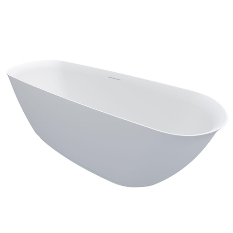 Riho Bilo Solid Baignoire îlot Ovale 165x77x55cm avec siphon Solid surface Blanc mat SW416720
