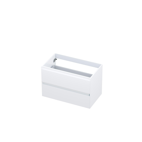INK Wastafelonderkast - 80x45x52cm - 2 lades - greeploos - MDF lak - Hoogglans wit SW157922