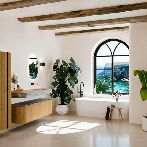 MONDIAZ THOR-DLUX 150cm meuble de salle de bains arrondi gauche + droite couleur Chêne avec 1 tiroir et 2 portes. Vasque suspendue CLOUD Droite sans trou de robinet couleur Oza. SW1464819