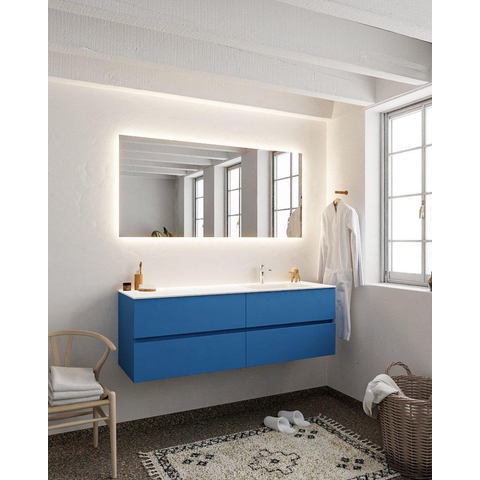 MONDIAZ VICA Ensemble meuble de salle de bains - 150cm - meuble bas Jeans - 4 tiroirs - vasque CLOUD à droite - 1 trou de robinet - version XL 60cm de hauteur SW1095159