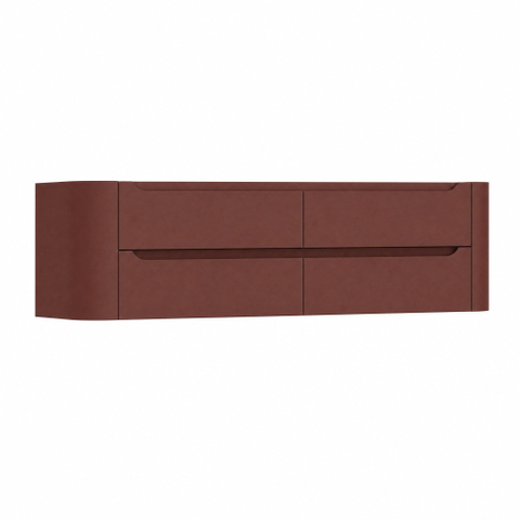 H&R Badmeubelen Juice Wastafelonderkast - 160x45x50cm - afgeronde hoeken - 4 lades - geïntegreerde greep - Terra mat SW1490707