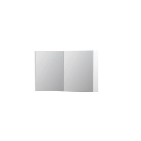 INK SPK1 Spiegelkast - 100x14x60cm - 2 deuren - dubbelzijdige Spiegel - schakelaar en stopcontact - MDF lak wit mat SW493689