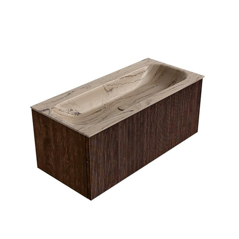 MONDIAZ KURVE-DLUX 100cm badmeubel kleur Walnut met 1 lade en 0 deuren. Wastafel BIG MEDIUM Midden zonder kraangat Arena. SW1431202