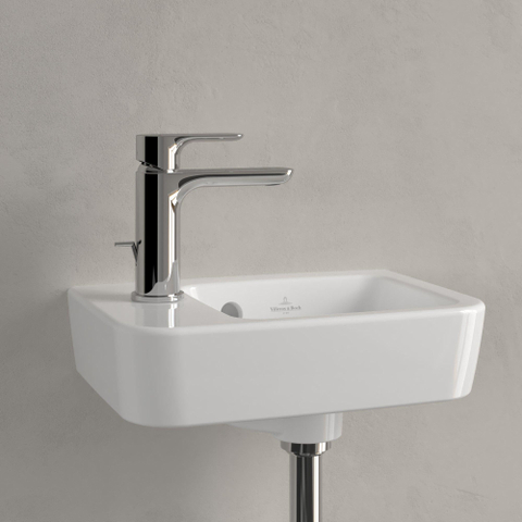 Villeroy & Boch O.novo fontein - 36x25cm - 1 kraangat links - met overloop CeramicPlus - White Alpine (glans wit) SW448500