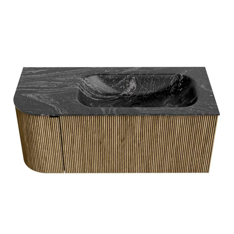 Mondiaz KURVE-DLUX Ensemble meuble de salle de bains - 105x46x40cm - 1 tiroir - 1 porte - vasque solid surface - droite - 1 trou de robinet - Dusk SW1415254