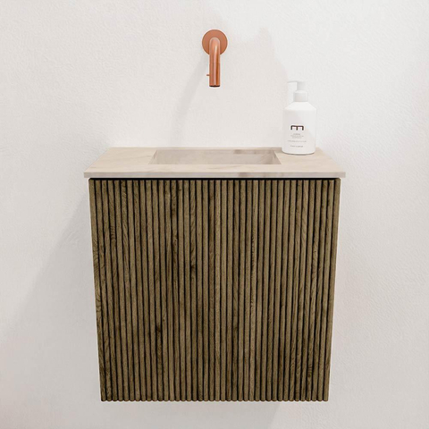 Mondiaz JOYA-DLUX 40cm toiletmeubel - kleur Dusk - Wastafel FAYE positie Midden Zonder kraangat kleur Frappe. SW1423059