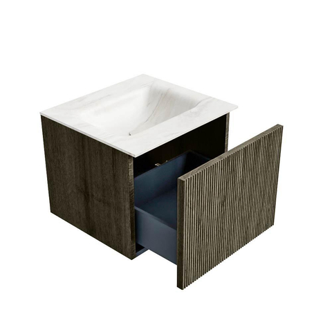 Mondiaz KURVE-DLUX Ensemble meuble de salle de bains - 50x46x40cm - 1 tiroir - vasque solid surface - milieu - sans trou de robinet - Shadow SW1414118