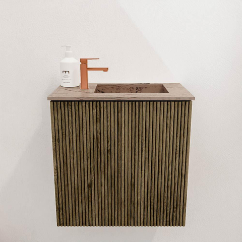 Mondiaz JOYA-DLUX 40cm toiletmeubel - kleur Dusk - Wastafel FAYE positie Rechts 1 kraangat kleur Arena. SW1425724